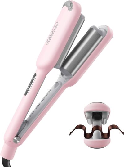Pink TYMO ROVY Curling Iron Hair Crimper Waver with three ceramic barrels
