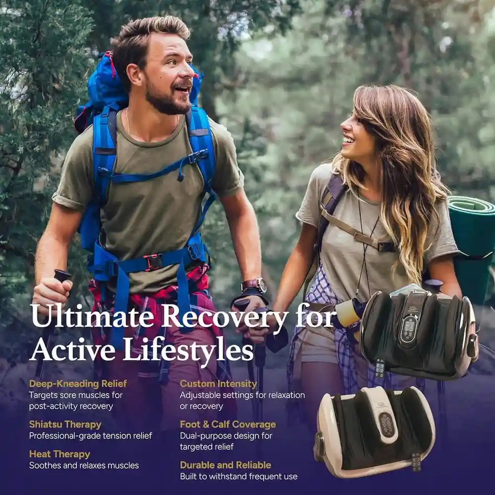 Shiatsu foot massager for plantar fasciitis with deep kneading and heat