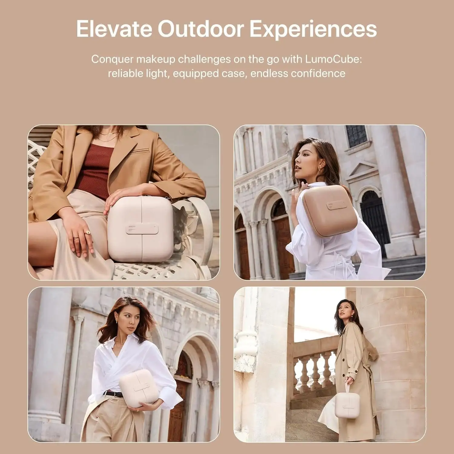 A woman packing her brushes into the AMIRO M2 travel makeup organizer before a flight.