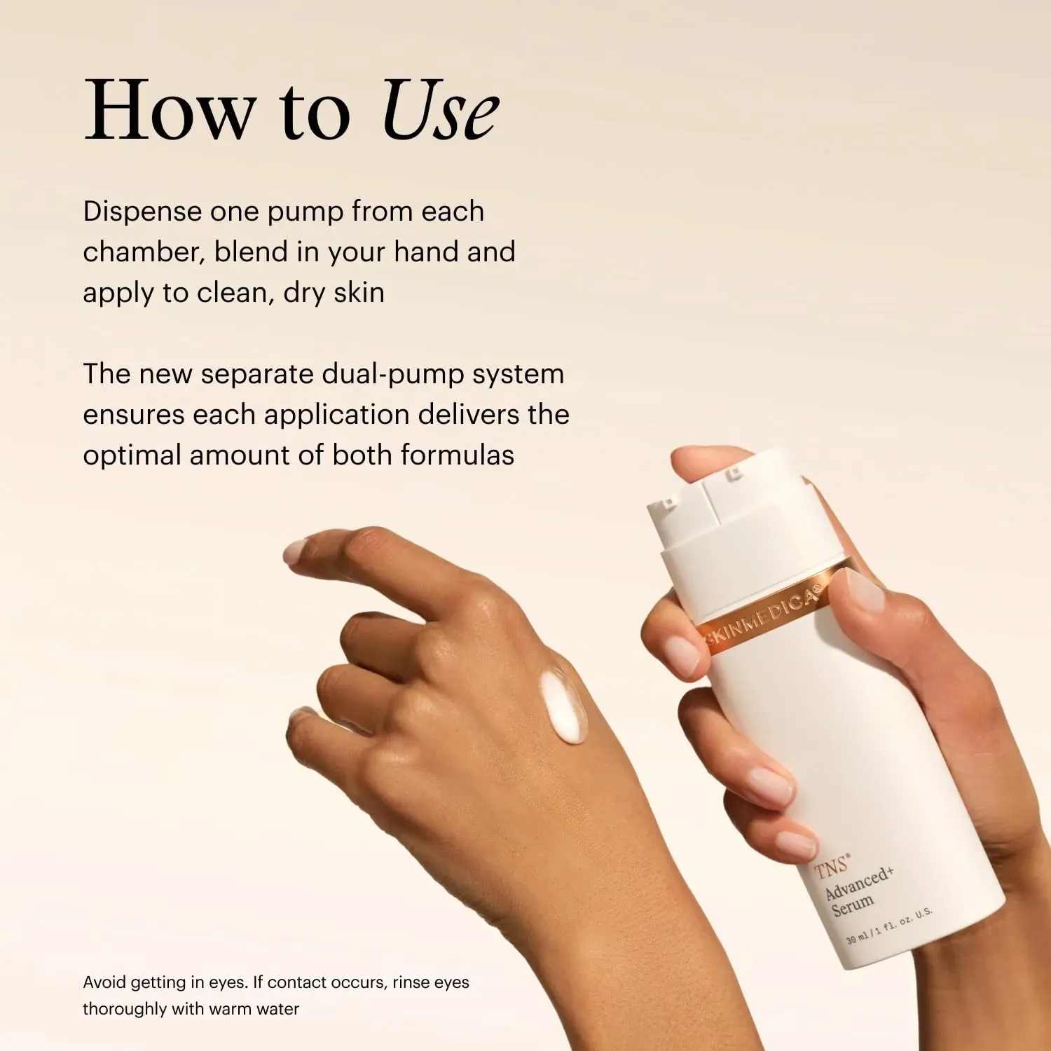 Anti wrinkle serum for glowing skin showing SkinMedica TNS Advanced+ face serum product view