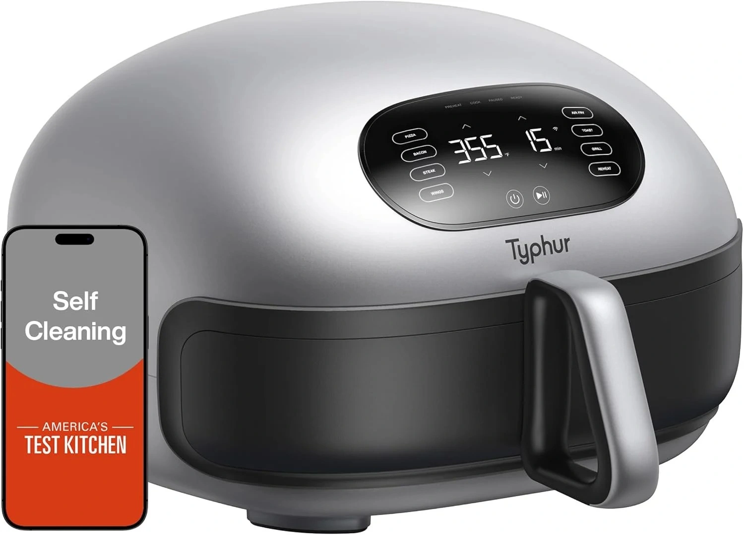 Typhur Dome 2 best air fryer for pizza with flat ceramic basket