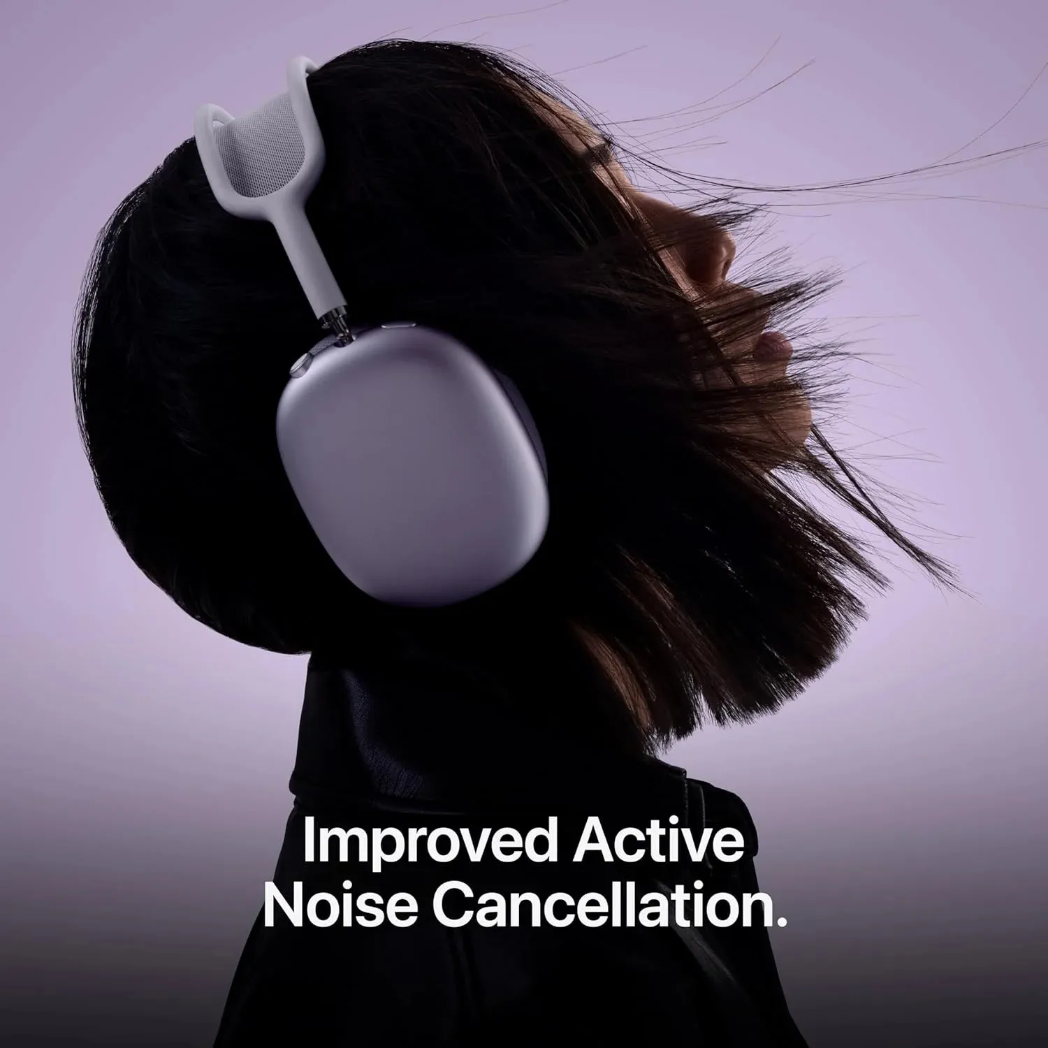pple AirPods Max 2 wireless over-ear headphones in Midnight color on white background, showing aluminum ear cups and mesh headband